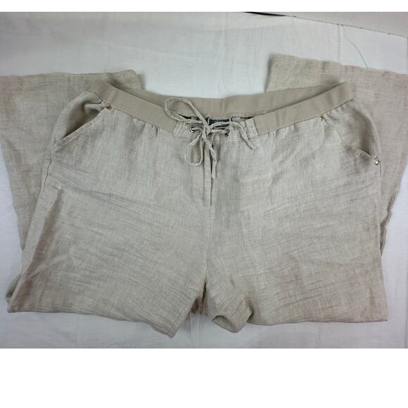 JM Collection Womens Beige Washable Linen pants size 20 Gently worn - Picture 1 of 6